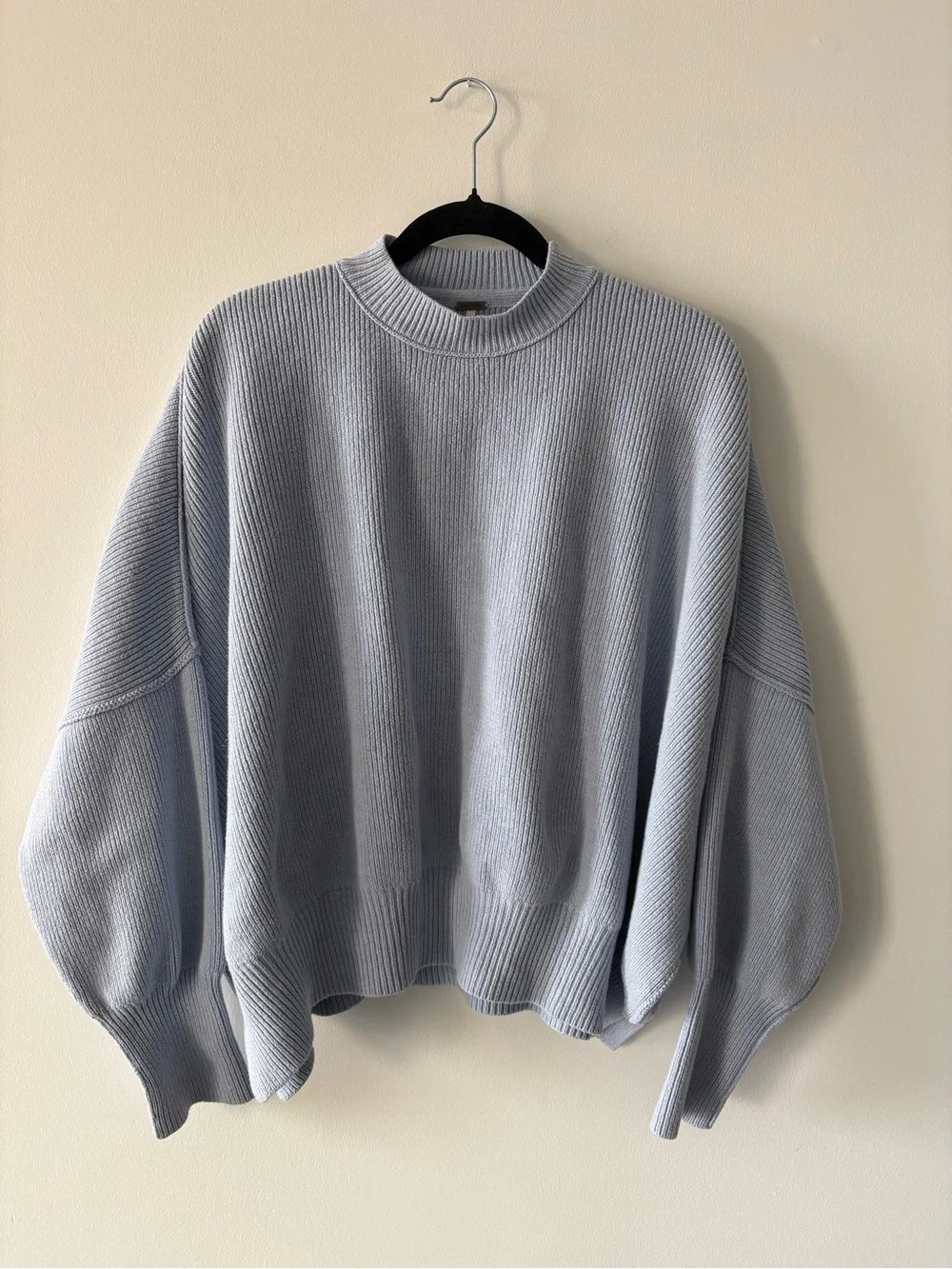 Free People Easy Street Tunic Sweater Light Blue Ribbed Mockneck Small